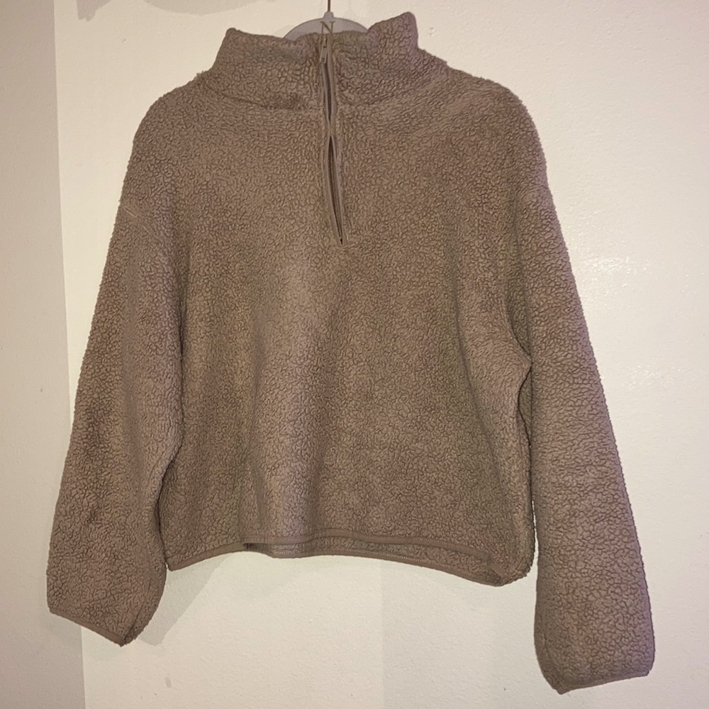 Quarter zip teddy sweater